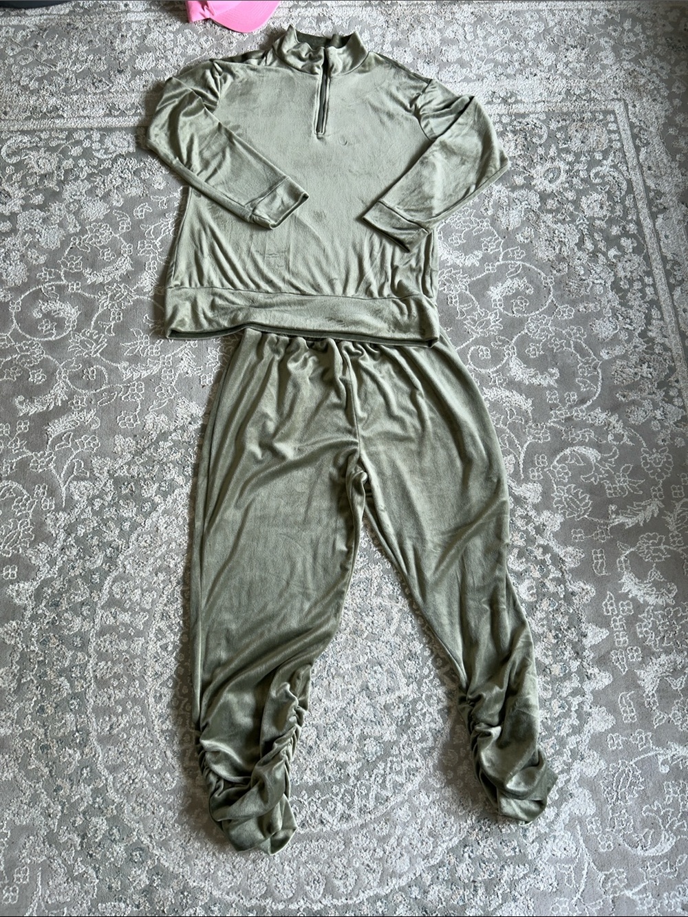 Olive Green Lounge Set - Soft Two-Piece Pullover & Joggers